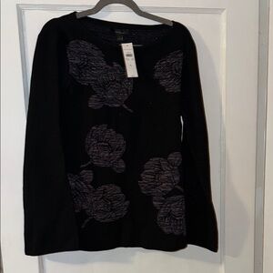 Chic Black Top with Purple Floral Accents